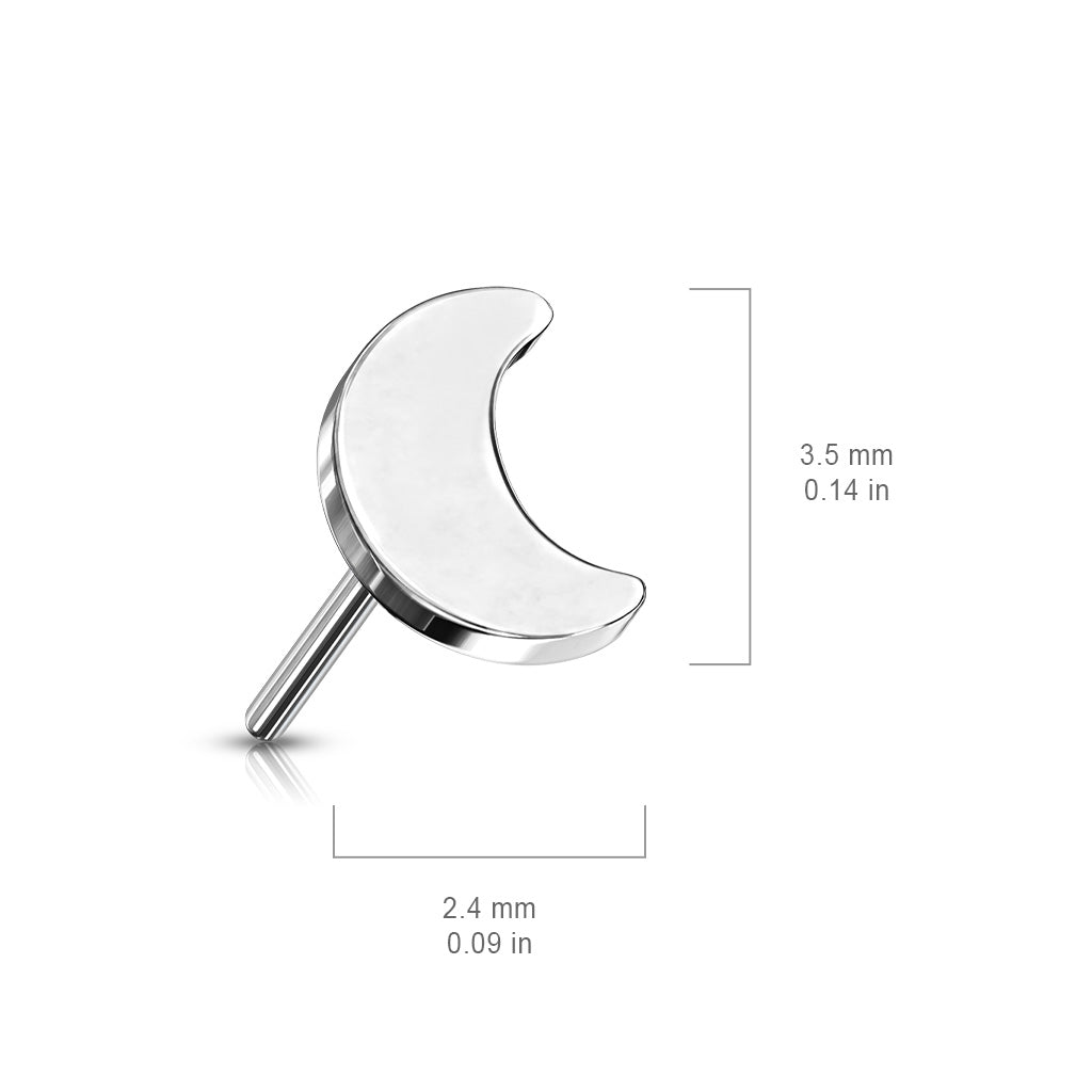 Titanium Silver Moon Threadless Top Dimensions