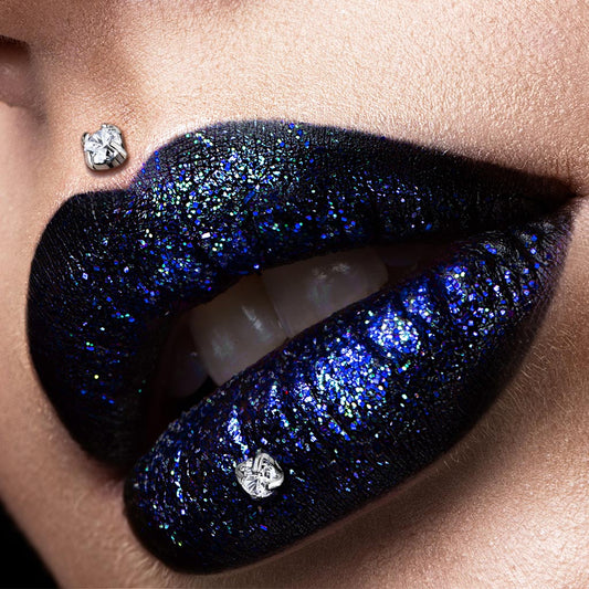 Titanium Silver Prong Set Clear Gem Flat Back Stud model