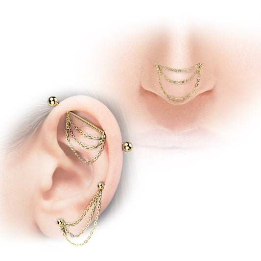 Titanium Silver Triple Connector Chain