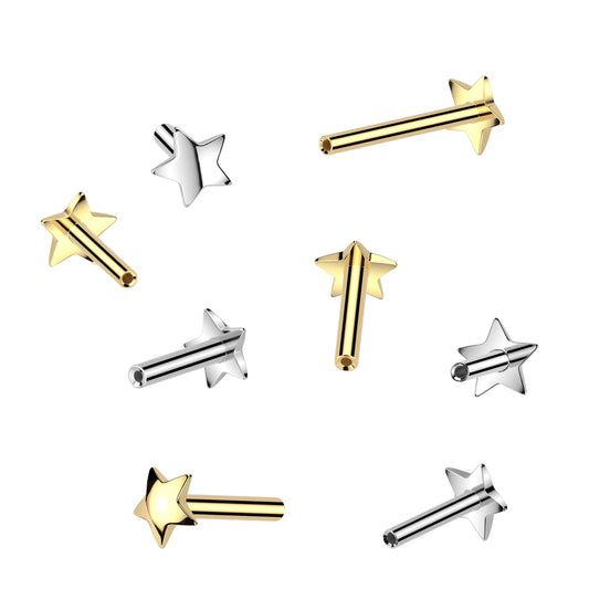 Titanium Star Threadless Flat Back Stud Base Post