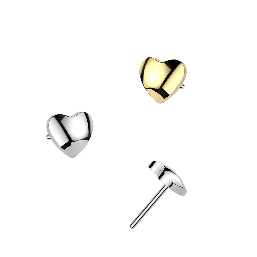Titanium Threadless heart Top Gold & Silver