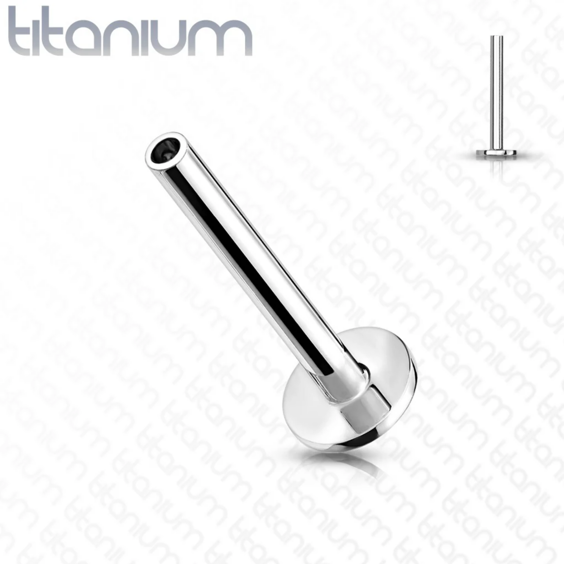 Titanium Threadless Push In Jewellery Flat Back Post - Base Only