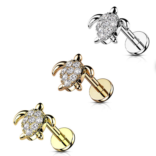 Turtle CZ Paved Flat Back Stud 16g