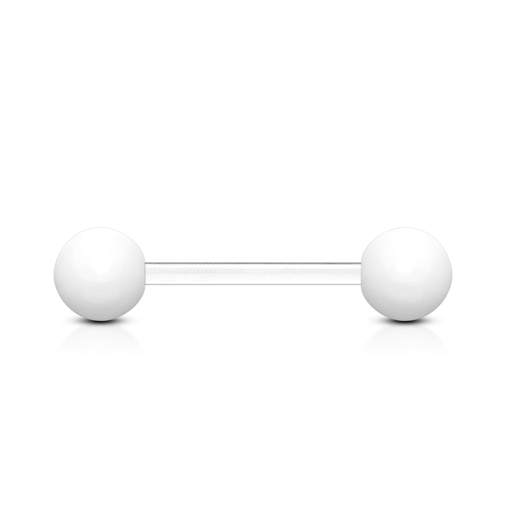 White Acrylic Ball Bioflex Straight Barbell
