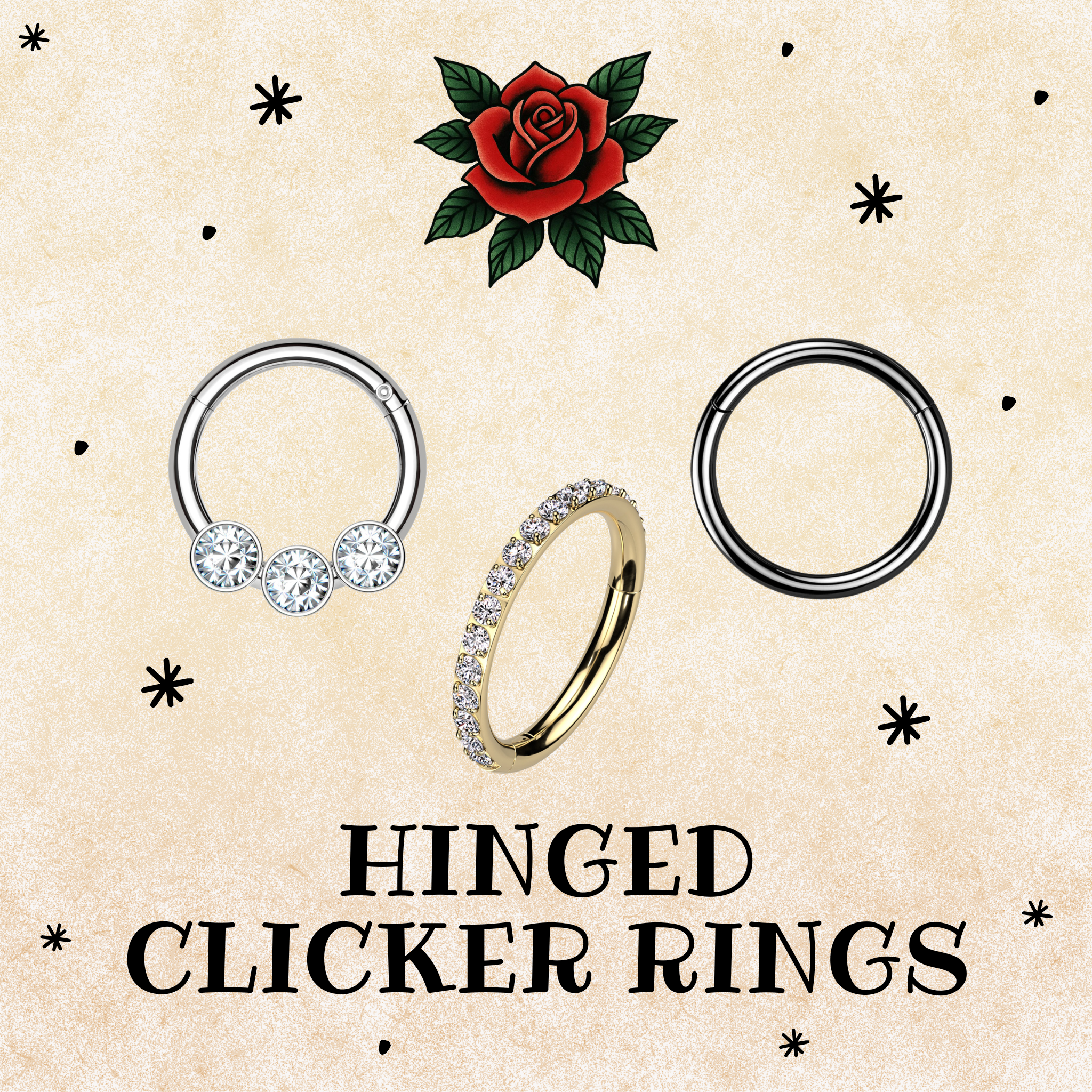Clicky Rings Number Hinged Clicker Rings | Shop The Range – Cherry Body Jewellery