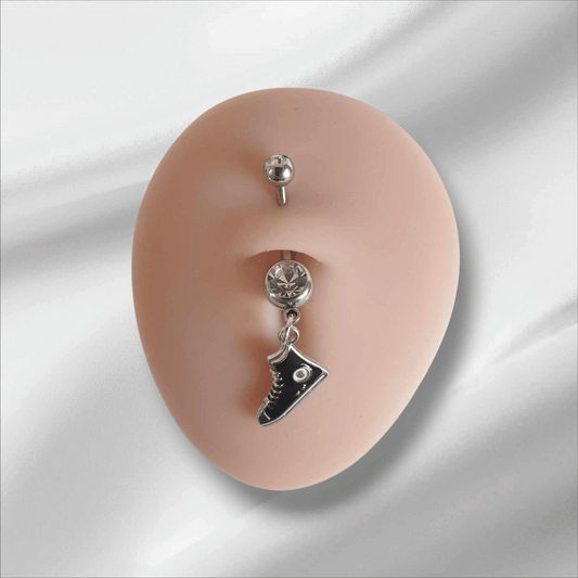 Black Sneaker Dangle Belly Button Bar 14g