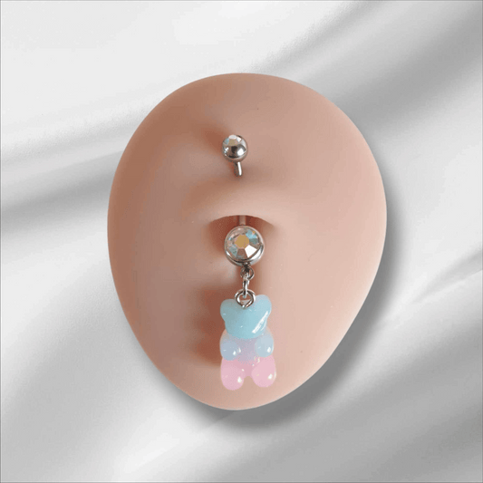 Pastel Gummy Bear Dangle Belly Button Bar 14g