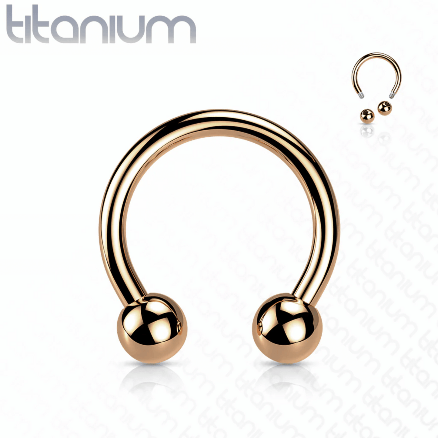 Titanium Ball Circular Horseshoe Barbell PVD Plated Externally Threaded