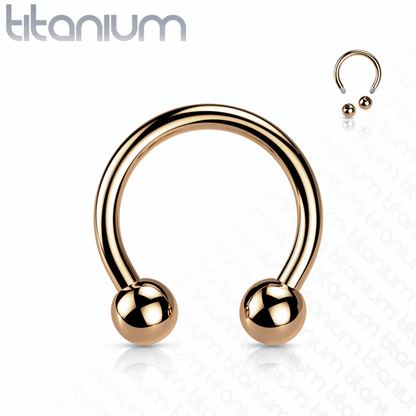 Titanium Ball Circular Horseshoe Barbell PVD Plated Externally Threaded