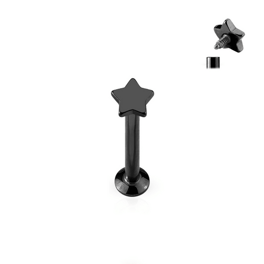 Black Star Internally Threaded Flat Back Stud 16g