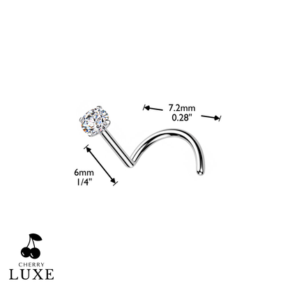 Titanium Silver Moissanite Gem Nose Screw