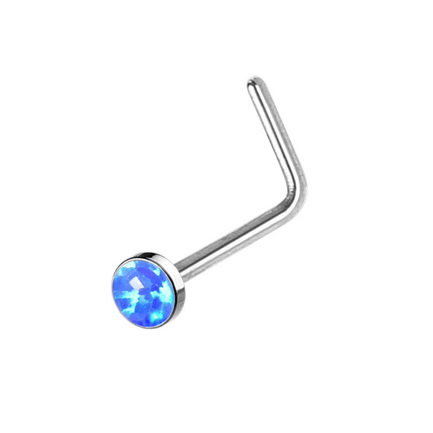 Opal Cabochon Gem Nose Piercing 'L' Bend Pin Stud 20g