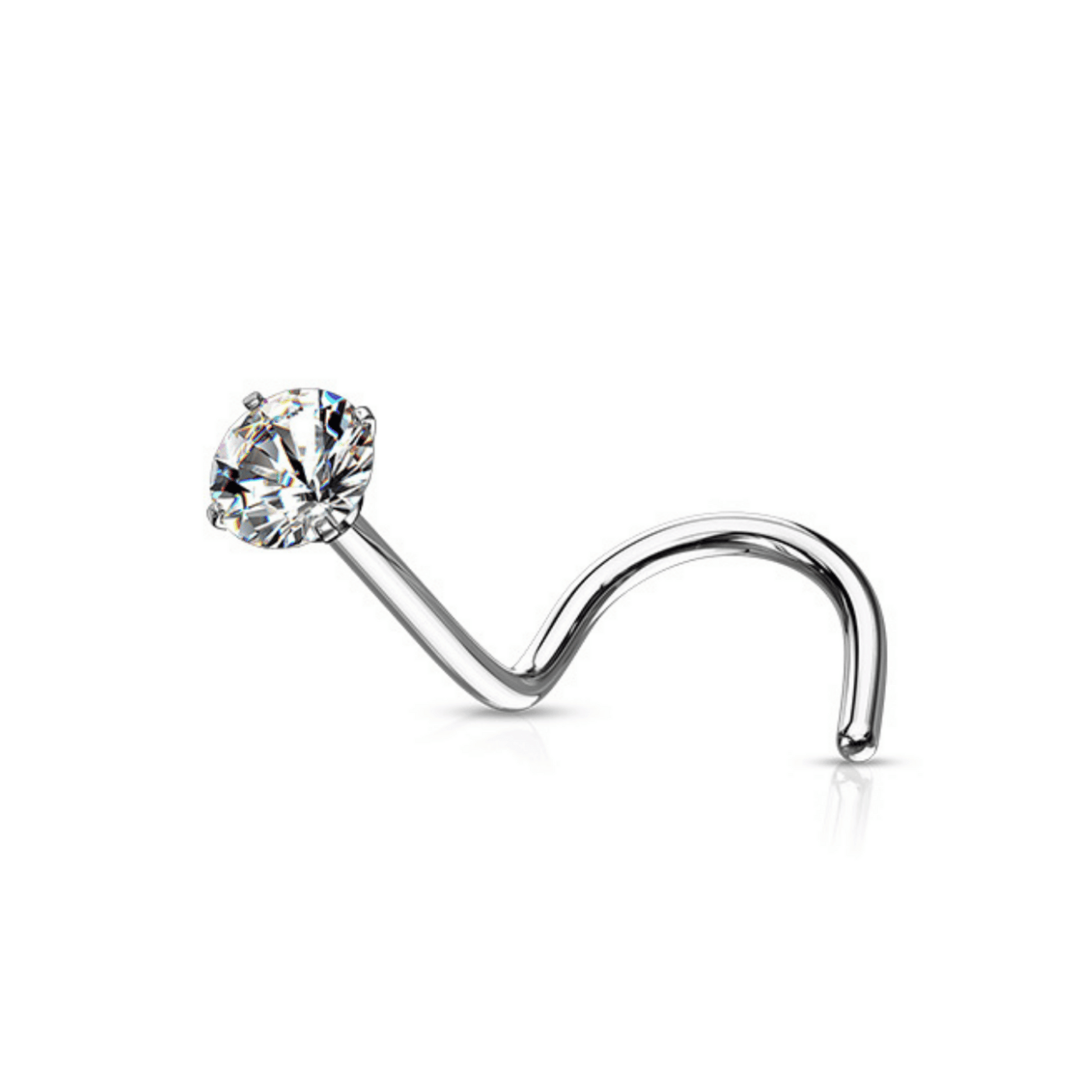 Prong Set Clear Gem Nose Screw Round Gem
