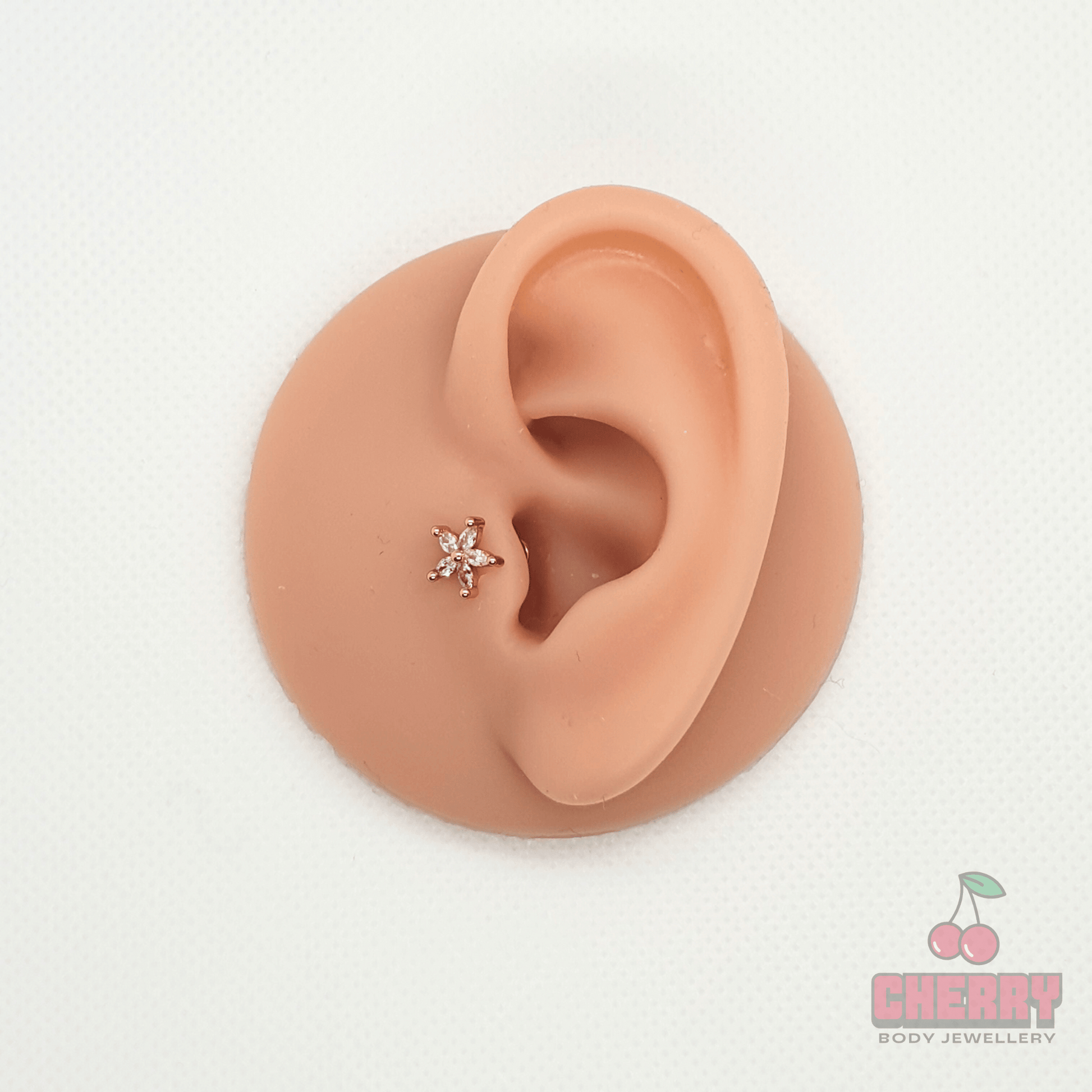 5 Marquise Gem Flower Internally threaded Flat Back Stud 16g