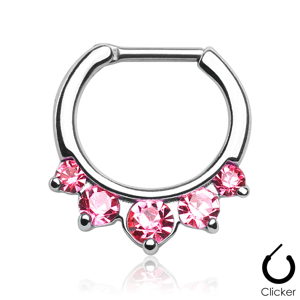5 prong gem septum clicker pink gem