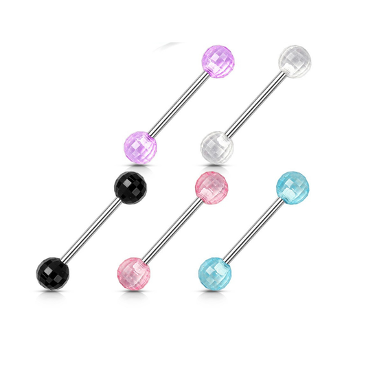 5x Disco Acrylic Ball Tongue Nipple Bars