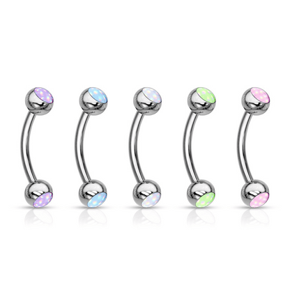 5x Illuminating Stones Silver Steel Curved Barbells 16g Value 