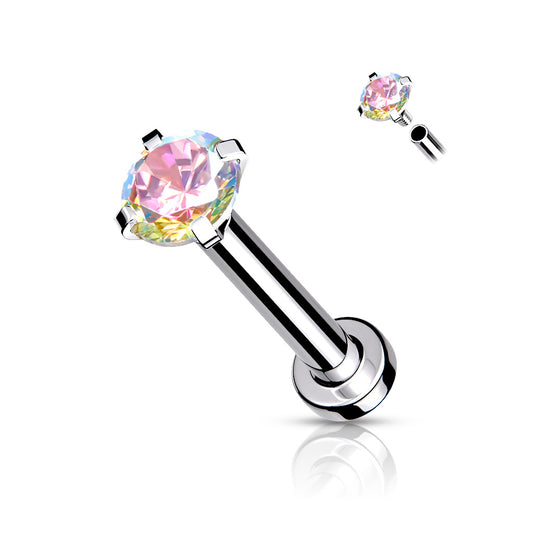 AB Prong Set Gem Internally Threaded Flat Back Stud