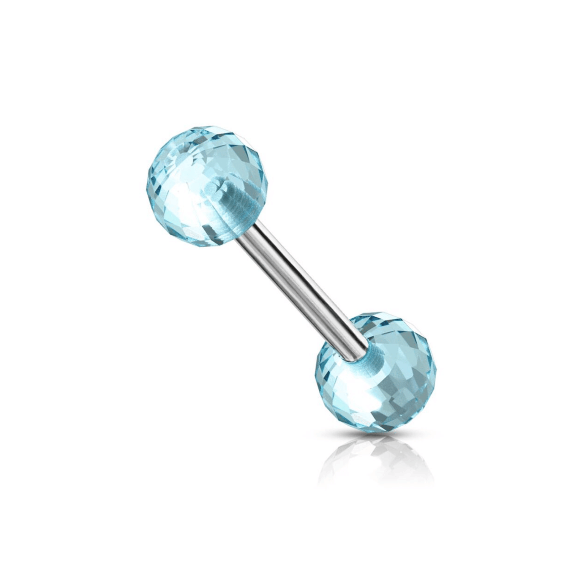 Acrylic Disco Ball Tongue Barbell Aqua Blue