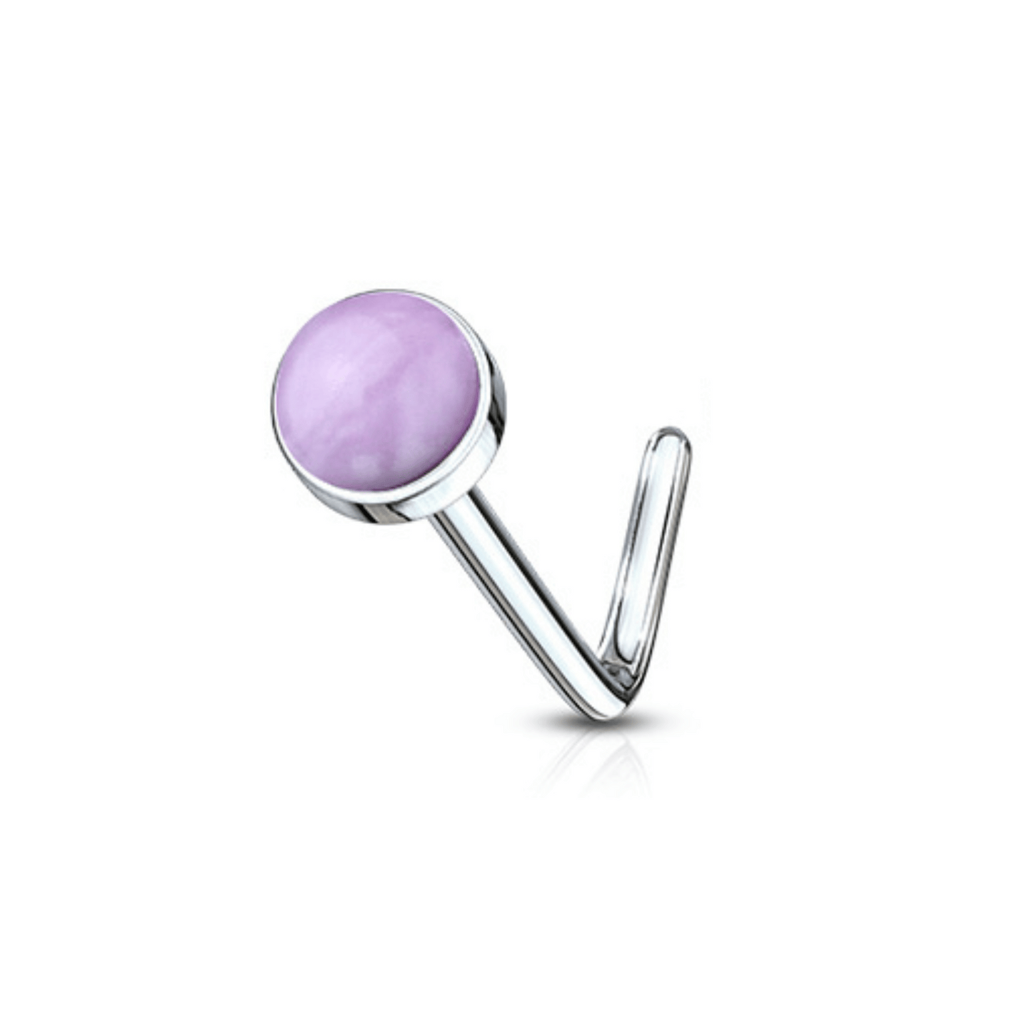 Amethyst Semi Precious Stone 'L' Bend Nose Piercing Stud