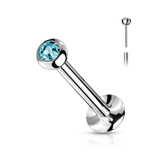 Aqua Blue Gem Ball Threadless Flat Back Stud 20g-16g