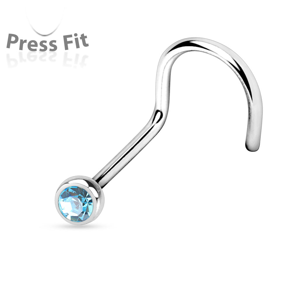 Aqua Blue Press Fit Gem Steel Nose Screw