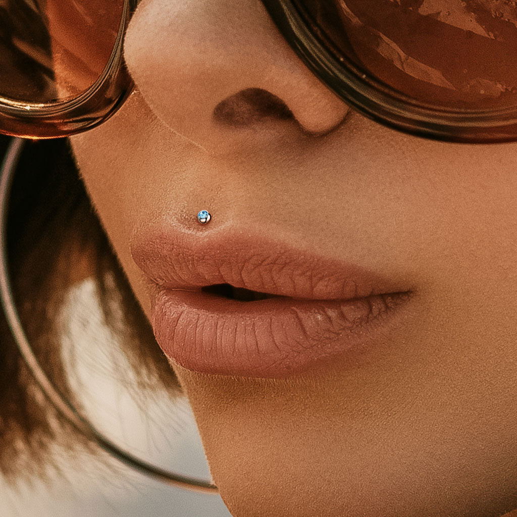 Aqua Gem Ball Internally Threaded Flat Back Stud 