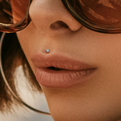 Aqua Gem Ball Internally Threaded Flat Back Stud 