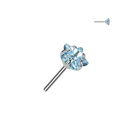 Aqua Gem prong set star titanium threadless push in top