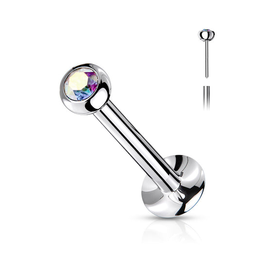 Aurora Borealis Gem Ball Threadless Flat Back Stud 20g-16g