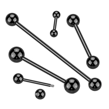 Black Steel Titanium IP Straight Piercing barbell