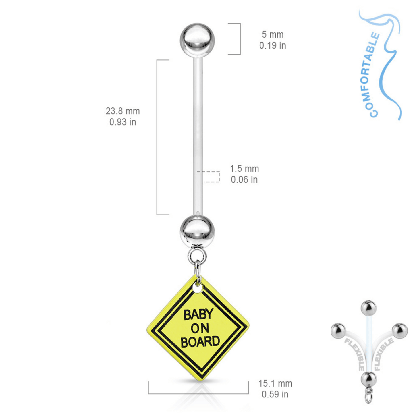 Baby on board clear flexible pregnancy retainer dimensions