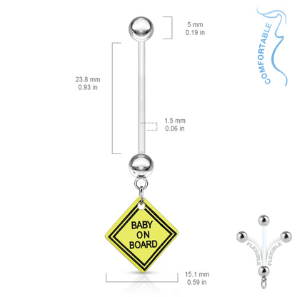Baby on board clear flexible pregnancy retainer dimensions