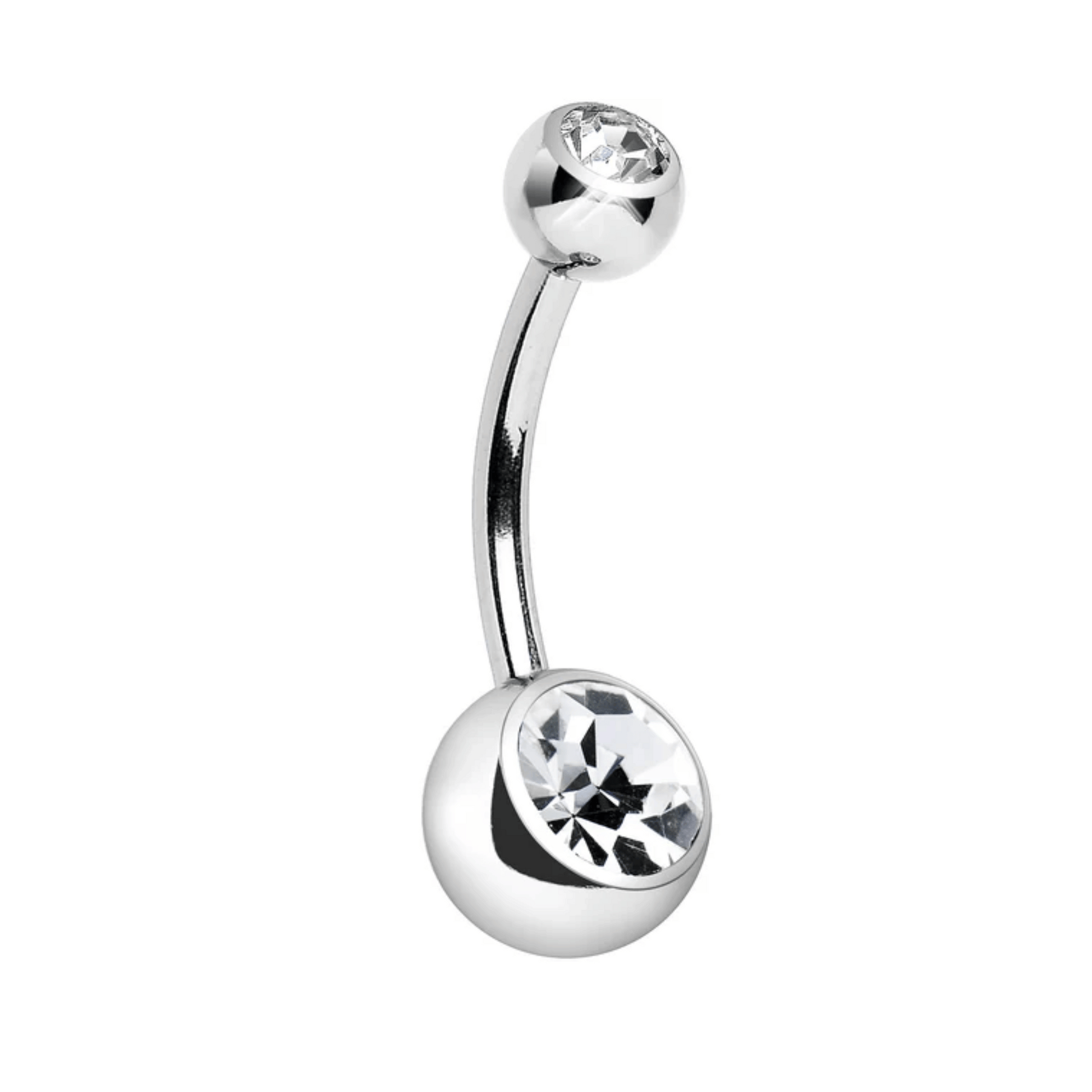 Belly Navel Bar Double Gem Clear