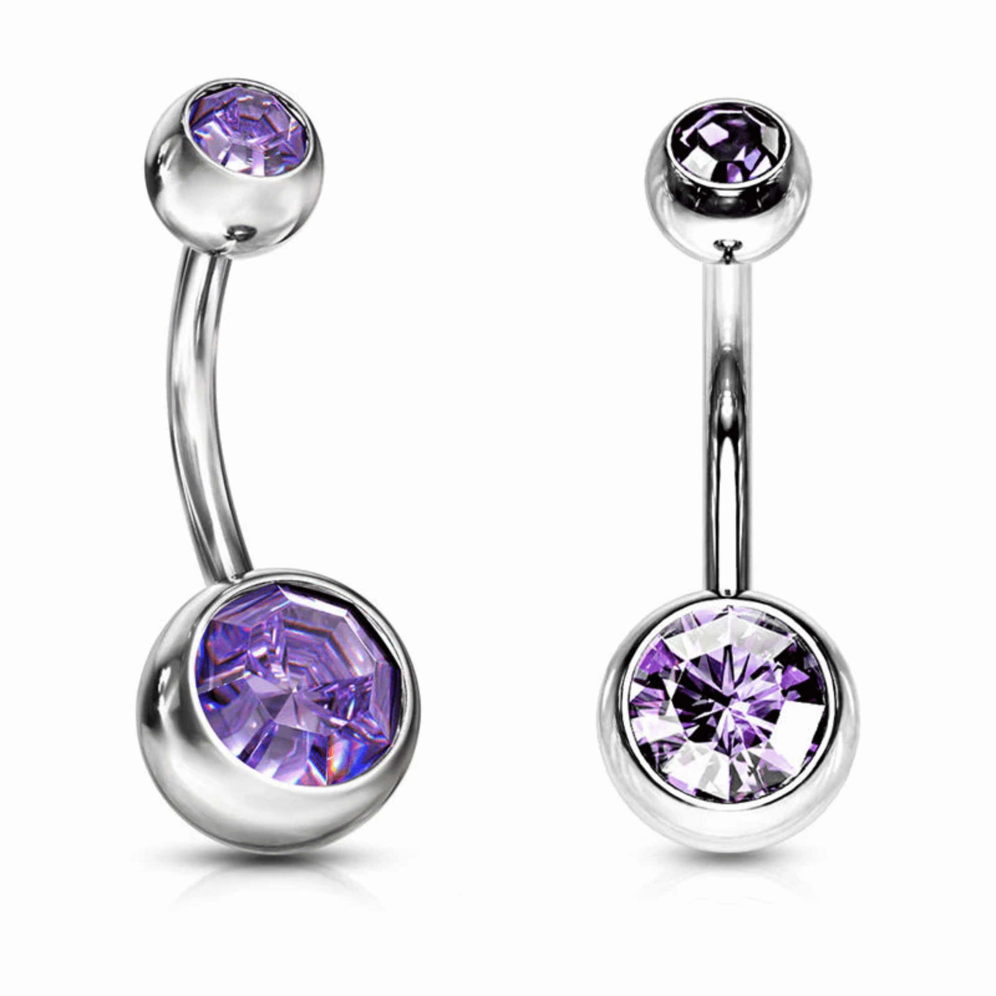 Belly Navel Bar Double Gem Tanzanite