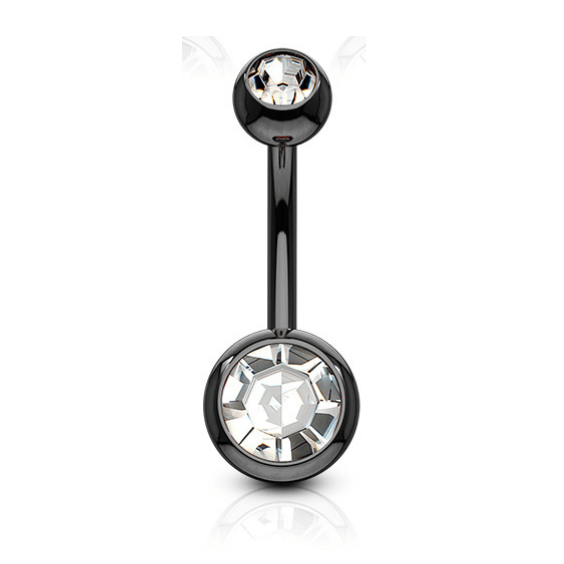 Black Double Gemmed Belly Button Navel Bar