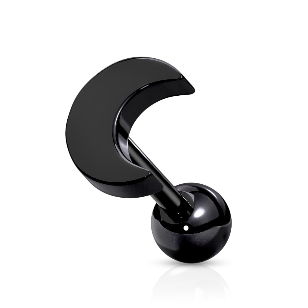 Black Moon Tragus Cartilage Earring 16g
