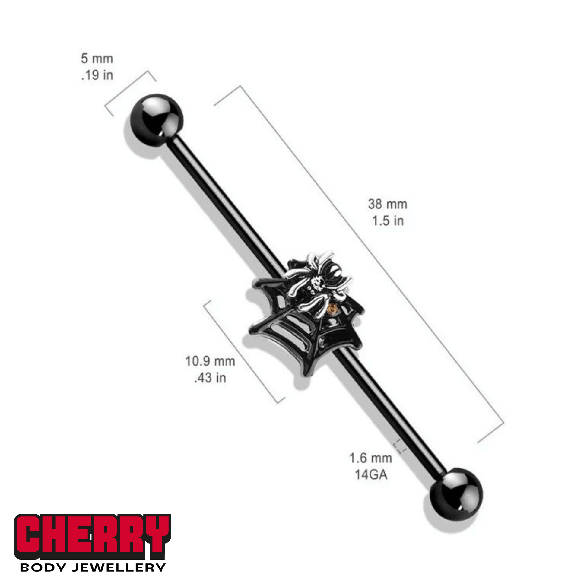 Black PVD Spider Industrial Bar Dimensions