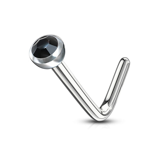 Black Press Fit Gem Steel 'L' Bend Nose Stud