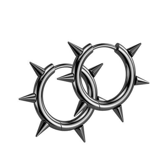 Black Spiked Hoop Earrings