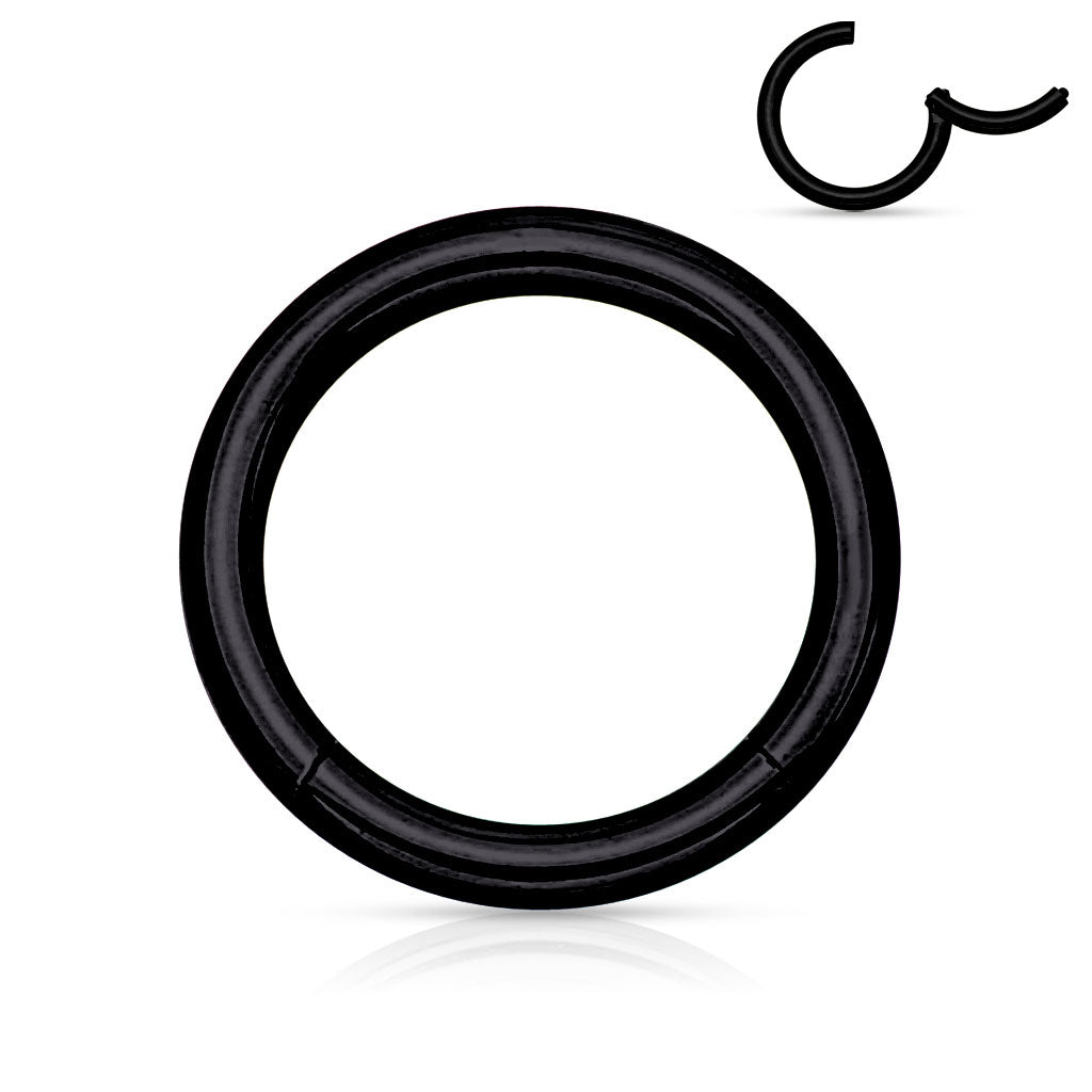 Black Steel Hinged Clicker Ring