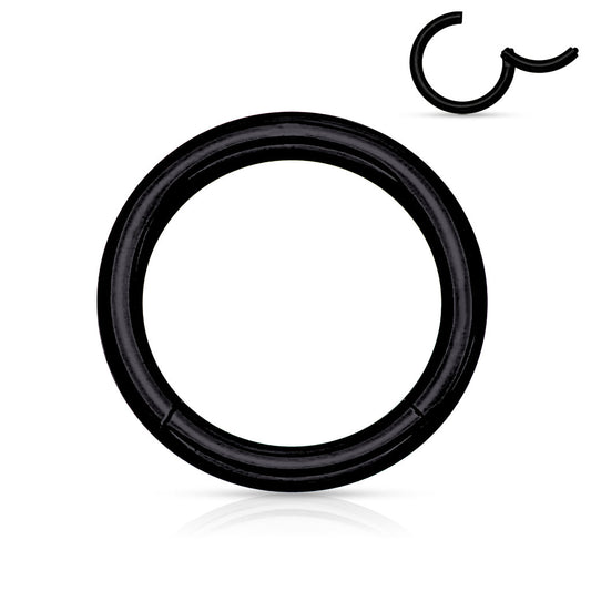 Black Steel Hinged Clicker Ring
