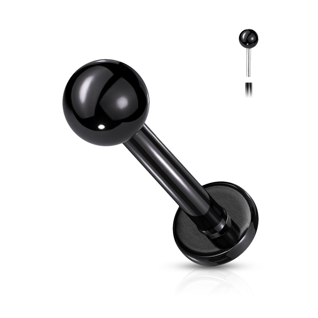 Black Threadless Push Fit Ball Flat Back Stud