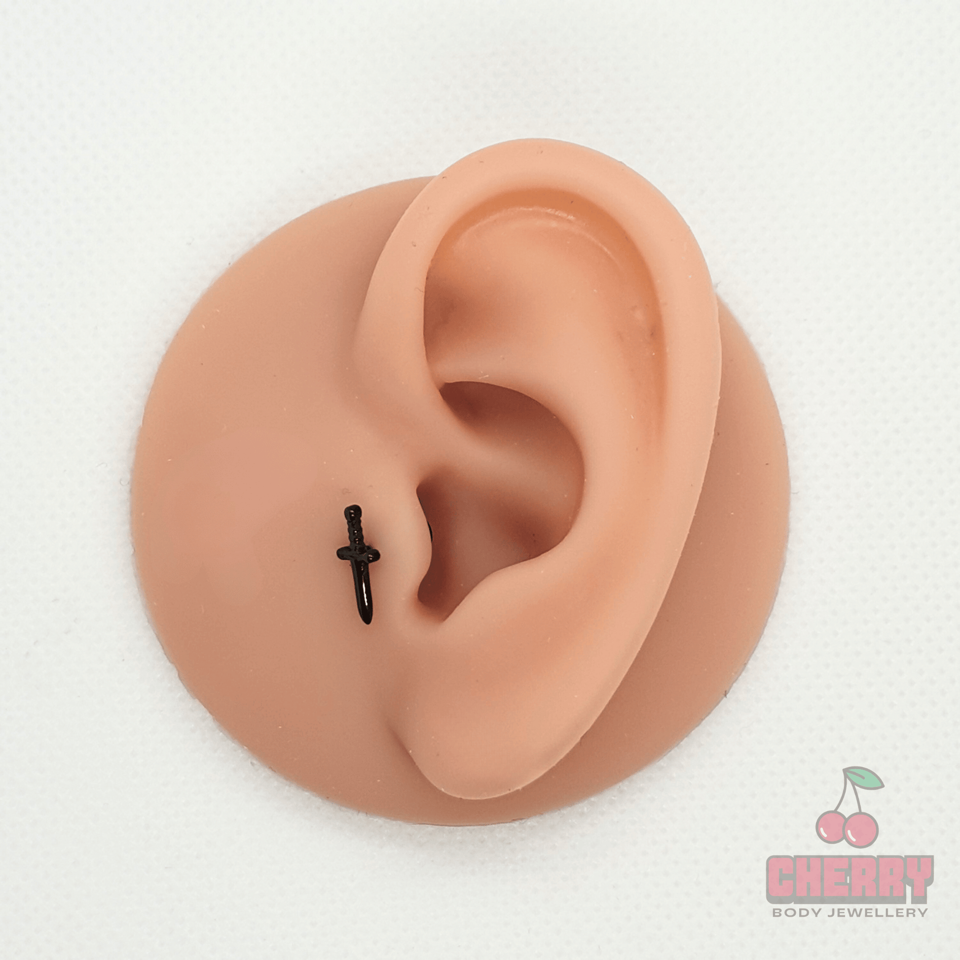Black Titanium Dagger Flat Back Stud 16g 