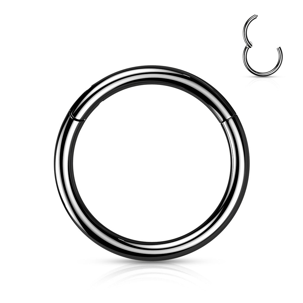 Black Titanium Hinged Clicker Ring