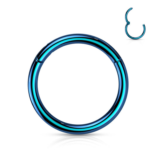 Blue Titanium Hinged Clicker Ring