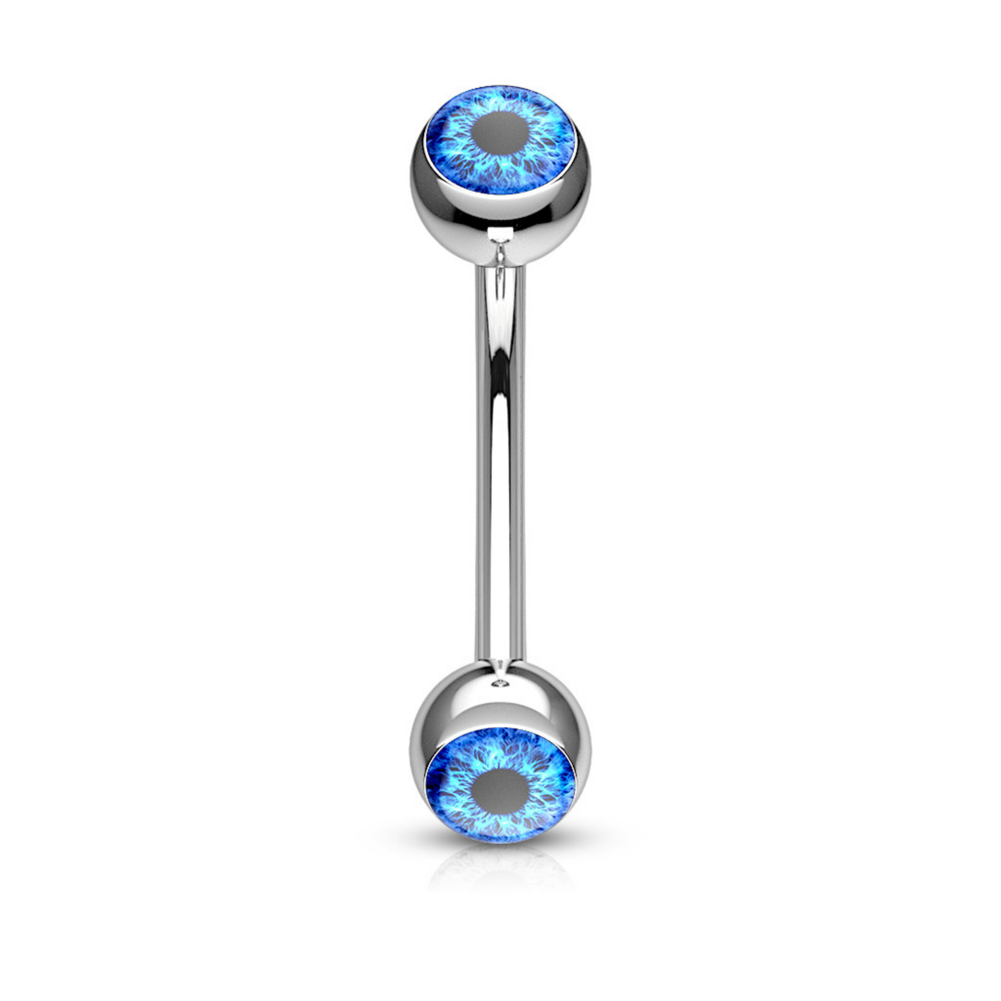 Blue eyeball curved barbell 16g