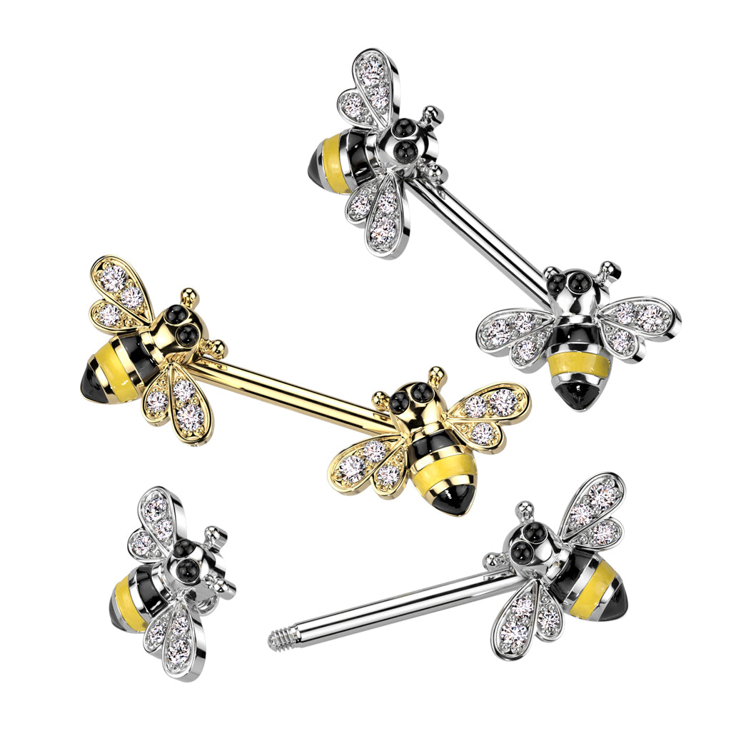 Bumble Bee Gem Nipple Bar 14g