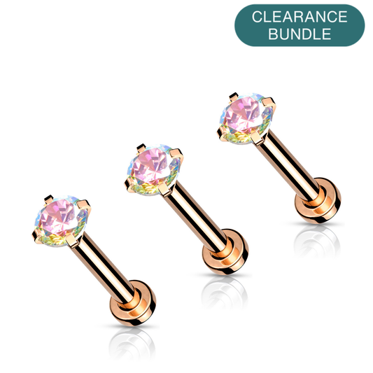 Rose Gold AB Gem Flat Back Stud - 3 Pack *CLEARANCE*
