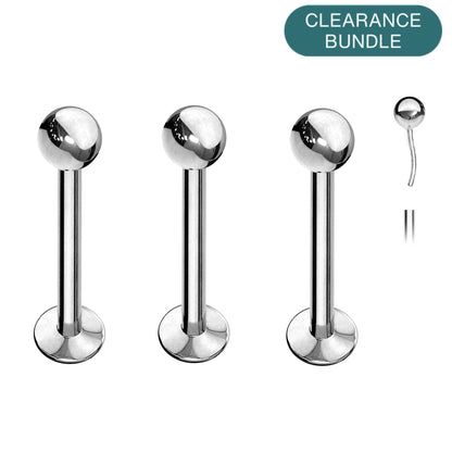 Silver Steel Threadless Flat Back Stud - 3 Pack *CLEARANCE*